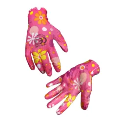 Pirštinės sodui, poliesteris su nitrilo danga, 7 dydis, su raštu