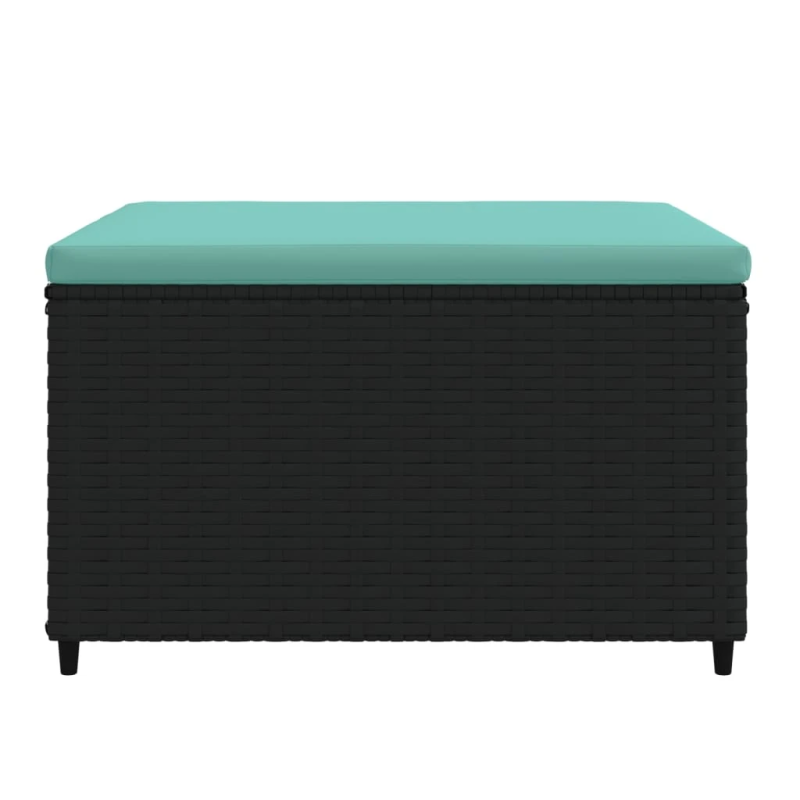 vidaXL dārza kāju soliņi ar spilveniem, 2 gab., melna PE rotangpalma