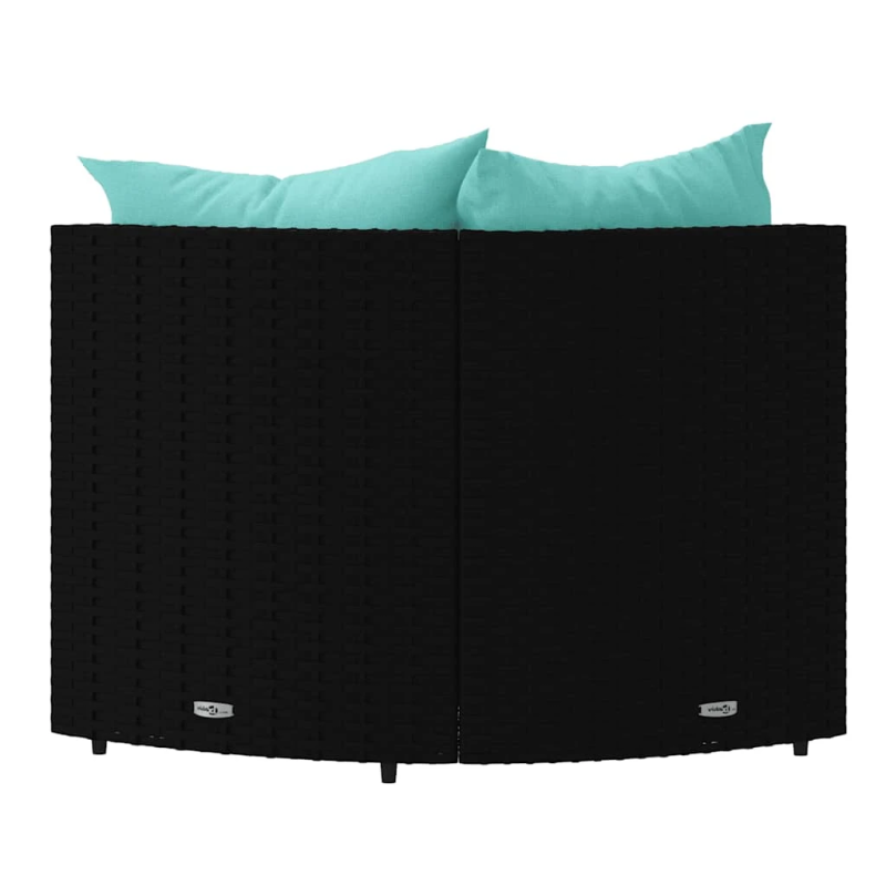 vidaXL dārza stūra dīvāni ar spilveniem, 2 gab., melna PE rotangpalma