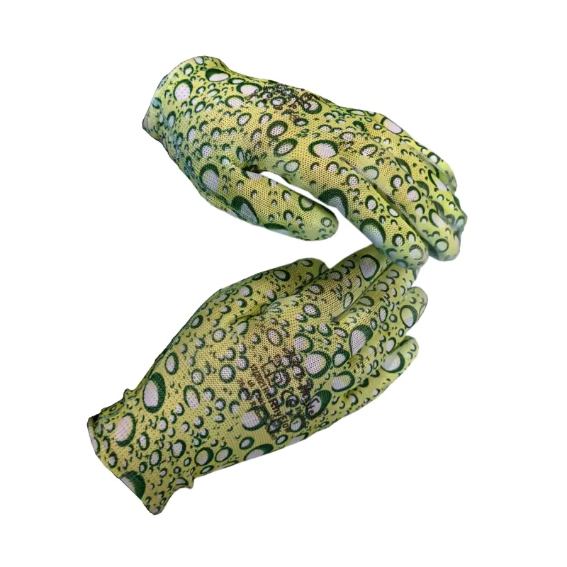 Cimdi dārza poliester ar PU pārkl. 8.izm. ar rakstu