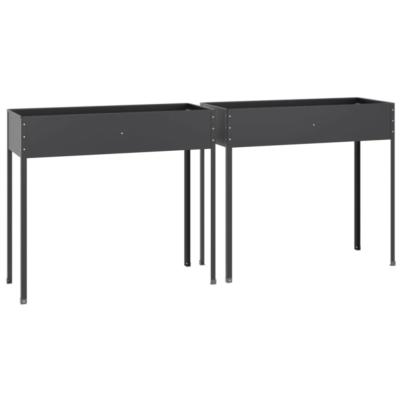 vidaXL dārza puķu kastes, 2 gab., antracītpelēkas, cinkots tērauds