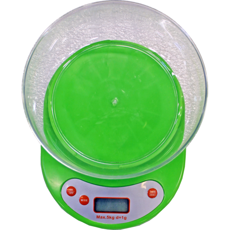 Svari virtuves digitālie ar trauku 5kg zaļi