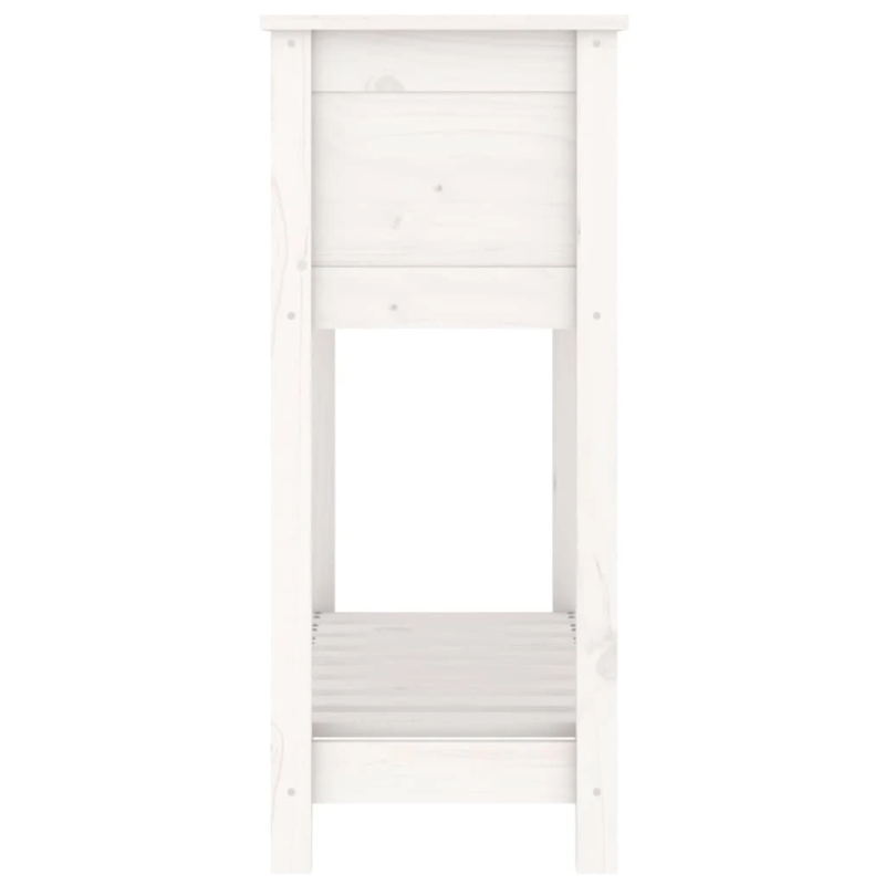 vidaXL puķu kaste ar plauktu, balta, 82,5x34,5x81cm, priedes masīvkoks