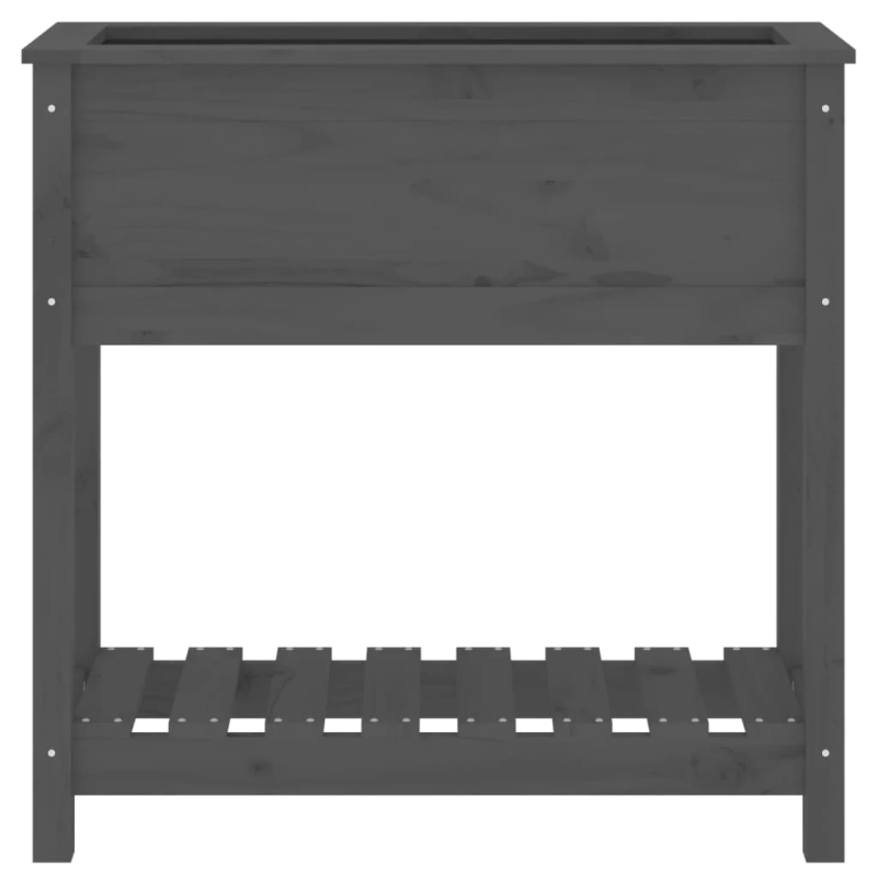 vidaXL puķu kaste ar plauktu, pelēka, 82,5x34,5x81, priedes masīvkoks