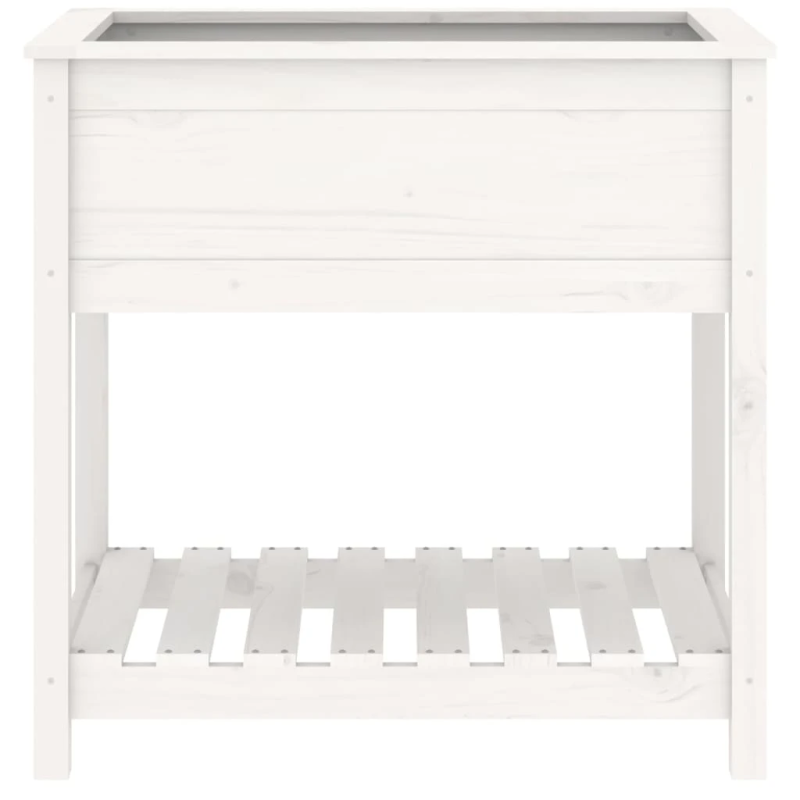 vidaXL puķu kaste ar plauktu, balta, 82,5x54x81 cm, priedes masīvkoks