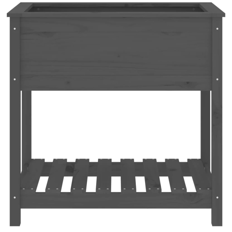 vidaXL puķu kaste ar plauktu, pelēka, 82,5x54x81 cm, priedes masīvkoks