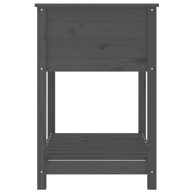 vidaXL puķu kaste ar plauktu, pelēka, 82,5x54x81 cm, priedes masīvkoks