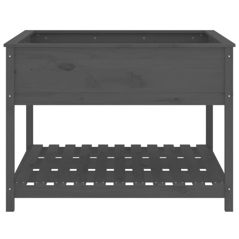 vidaXL puķu kaste ar plauktu, pelēka, 111,5x111,5x81, priedes koks