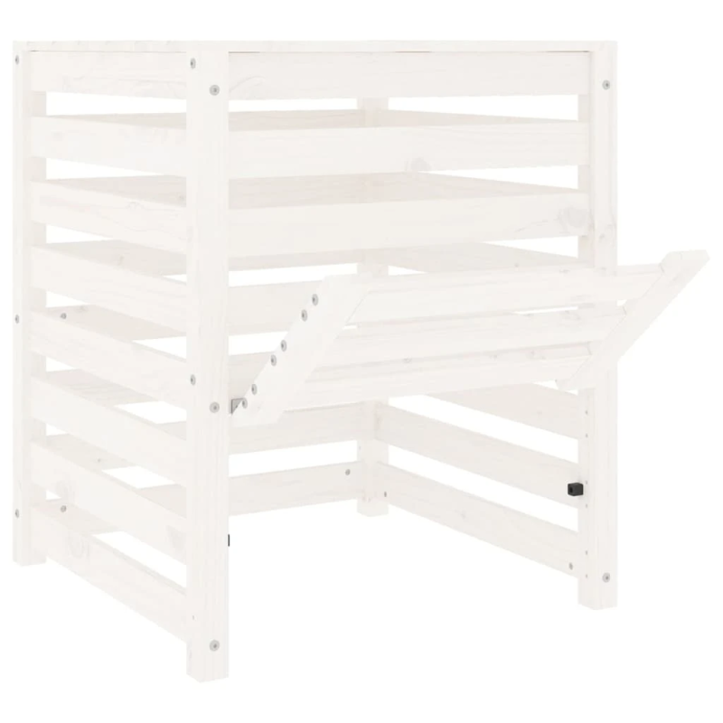 vidaXL komposta kaste, balta, 63,5x63,5x77,5 cm, priedes masīvkoks