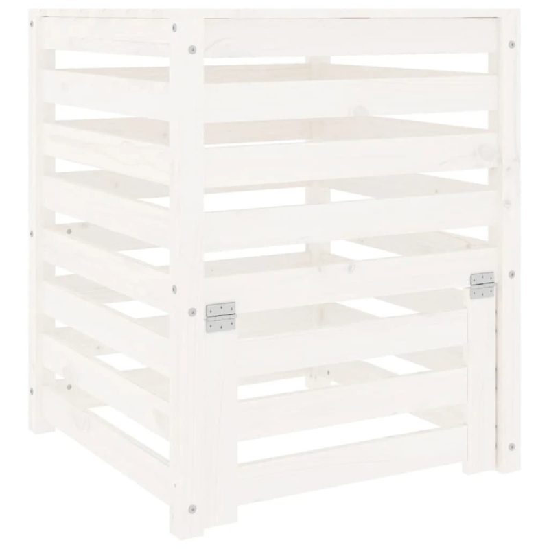 vidaXL komposta kaste, balta, 63,5x63,5x77,5 cm, priedes masīvkoks