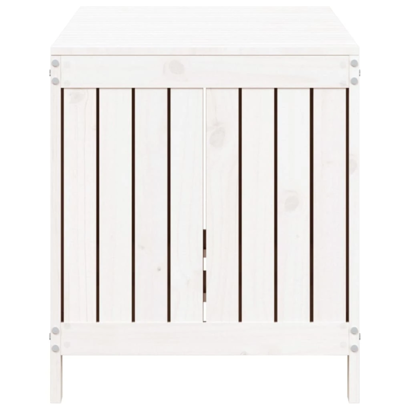 vidaXL uzglabāšanas kaste, balta, 121x55x64 cm, priedes masīvkoks