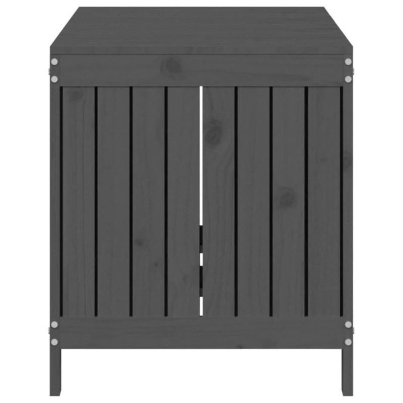 vidaXL uzglabāšanas kaste, pelēka, 121x55x64 cm, priedes masīvkoks