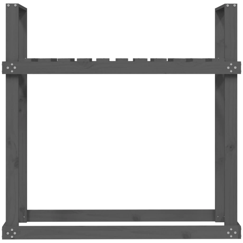 vidaXL malkas plaukts, pelēks, 110x35x108,5 cm, priedes masīvkoks