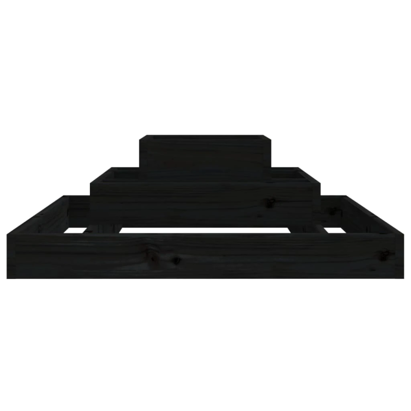 vidaXL puķu kaste, melna, 80x80x27 cm, priedes masīvkoks