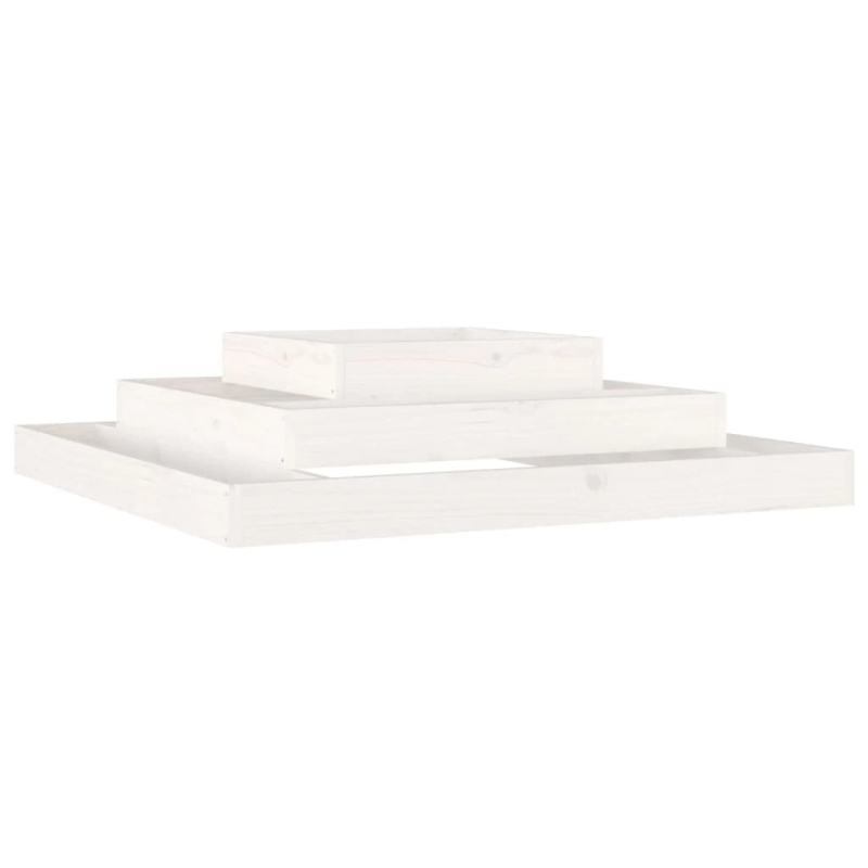 vidaXL puķu kaste, balta, 110x110x27 cm, priedes masīvkoks