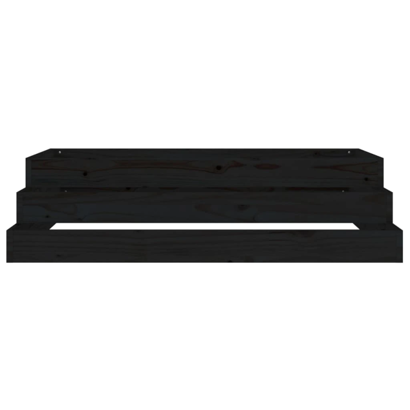 vidaXL puķu kaste, melna, 110x110x27 cm, priedes masīvkoks