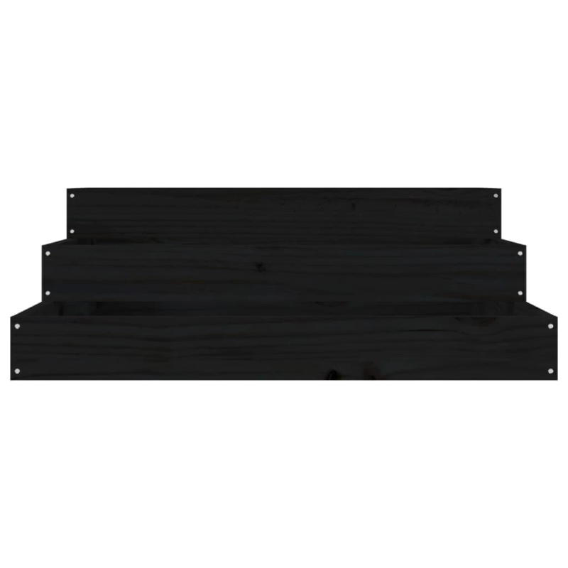 vidaXL puķu kaste, melna, 78x78x27 cm, priedes masīvkoks