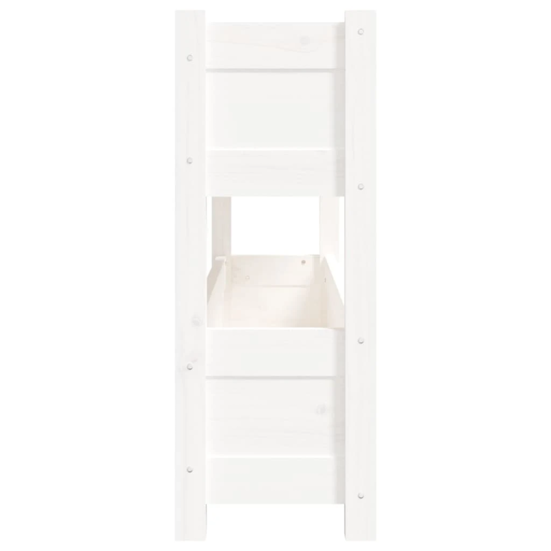 vidaXL puķu kaste, balta, 112x25x66 cm, priedes masīvkoks