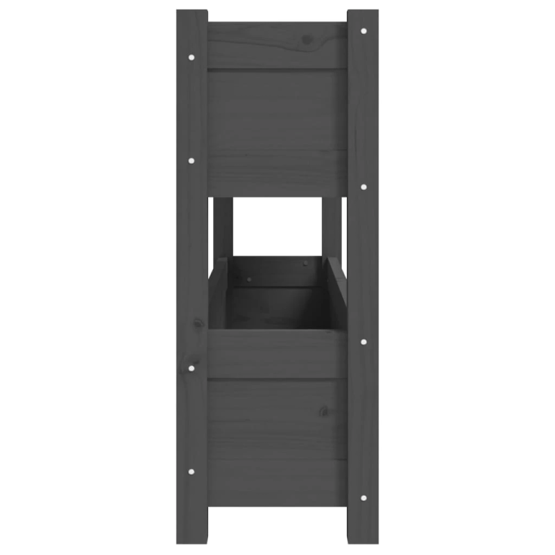 vidaXL puķu kaste, pelēka, 112x25x66 cm, priedes masīvkoks