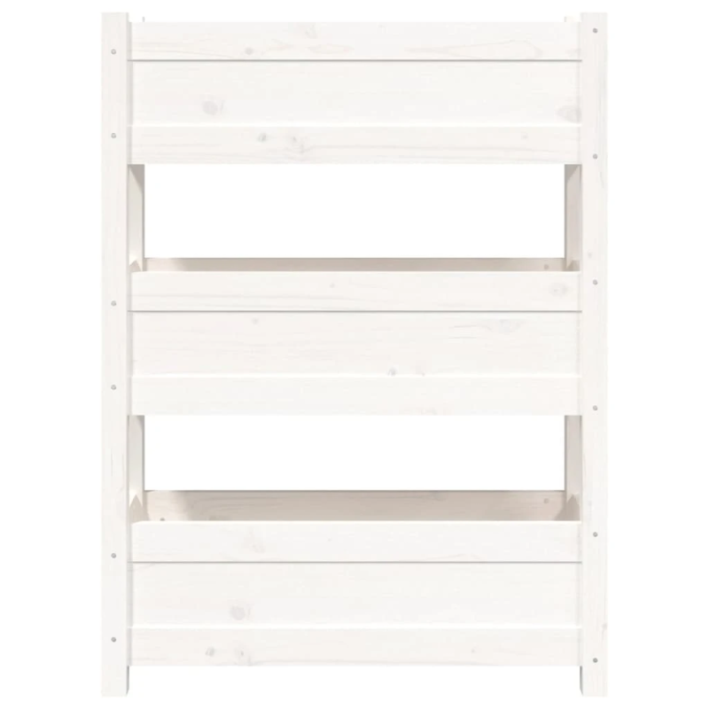 vidaXL puķu kaste, balta, 77x25x104,5 cm, priedes masīvkoks