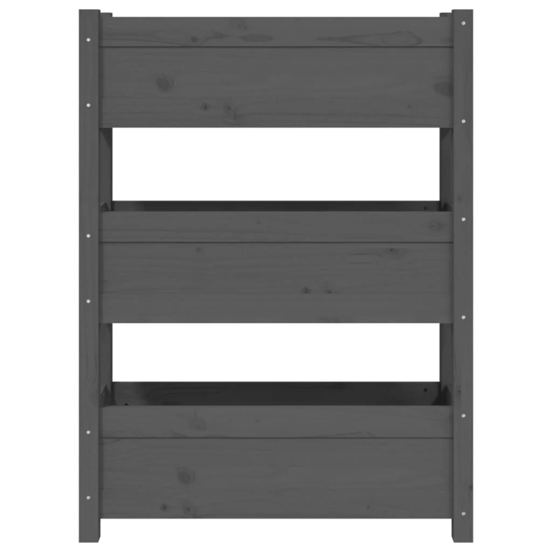 vidaXL puķu kaste, pelēka, 77x25x104,5 cm, priedes masīvkoks