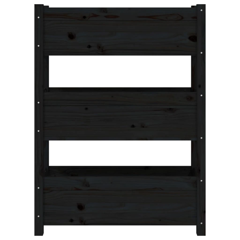 vidaXL puķu kaste, melna, 77x25x104,5 cm, priedes masīvkoks