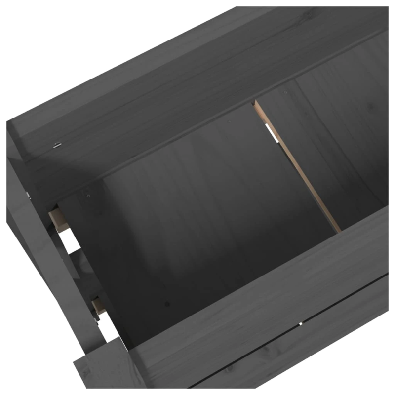 vidaXL puķu kaste, pelēka, 77x25x66 cm, priedes masīvkoks