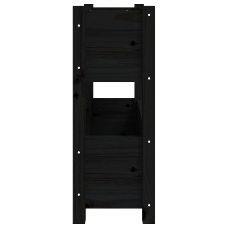 vidaXL puķu kaste, melna, 77x25x66 cm, priedes masīvkoks