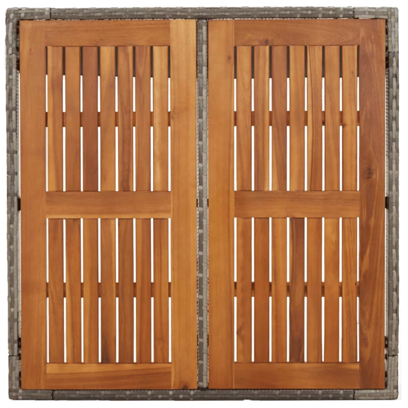 vidaXL dārza galds ar koka virsmu, 90x90x75 cm, pelēka PE rotangpalma