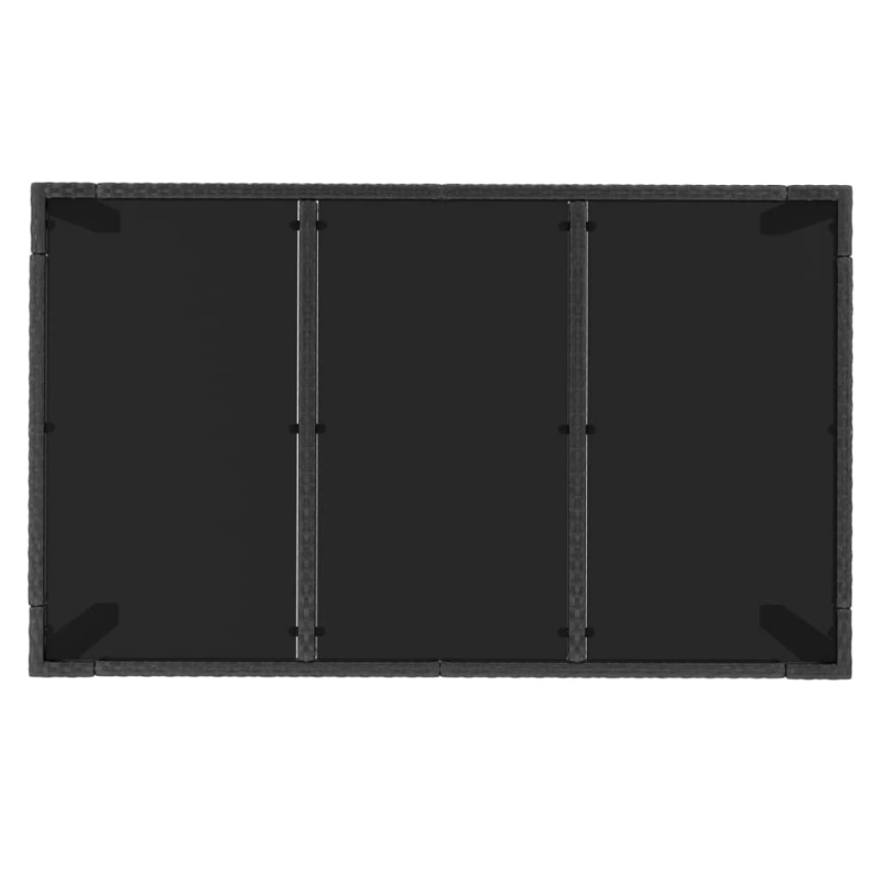 vidaXL dārza galds, stikla virsma, melns, 150x90x75 cm, PE rotangpalma