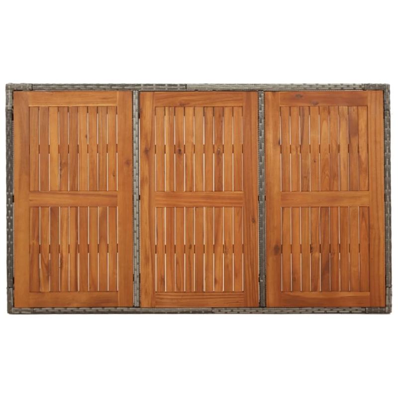 vidaXL dārza galds, koka virsma, pelēks, 150x90x75 cm, PE rotangpalma