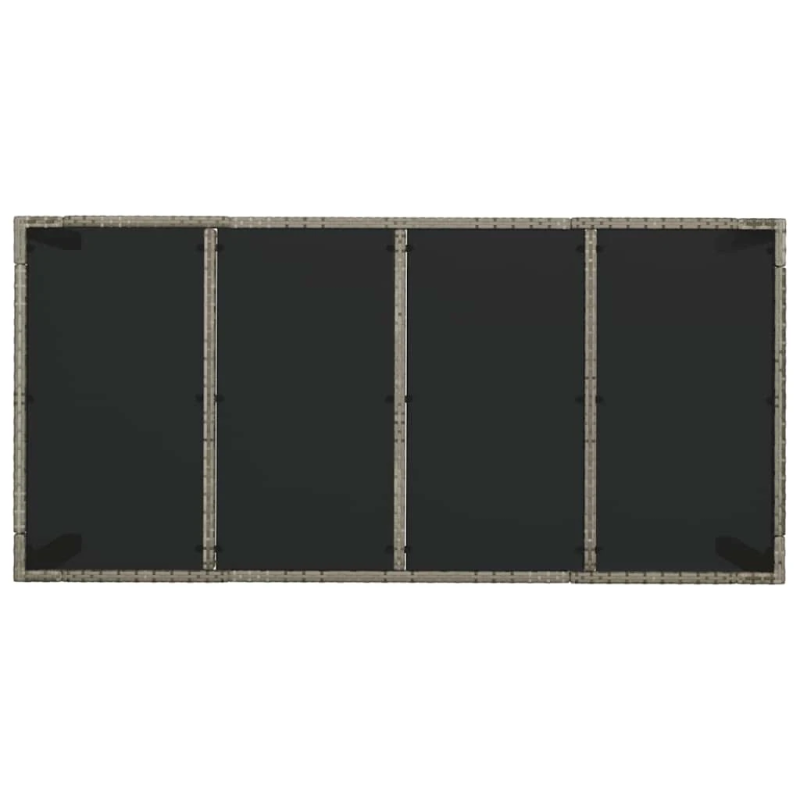 vidaXL dārza galds, stikla virsma, pelēks, 190x90x75cm, PE rotangpalma