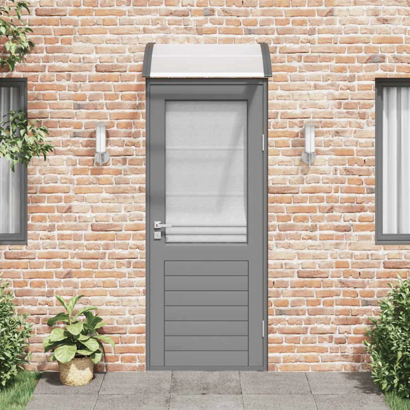 vidaXL durvju jumtiņš, 80x75 cm, polikarbonāts, melns, caurspīdīgs