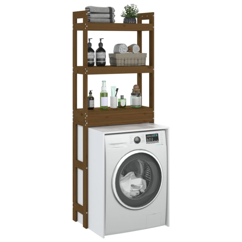 vidaXL tualetes plaukts, medus brūns, 23x18x110 cm, priedes masīvkoks