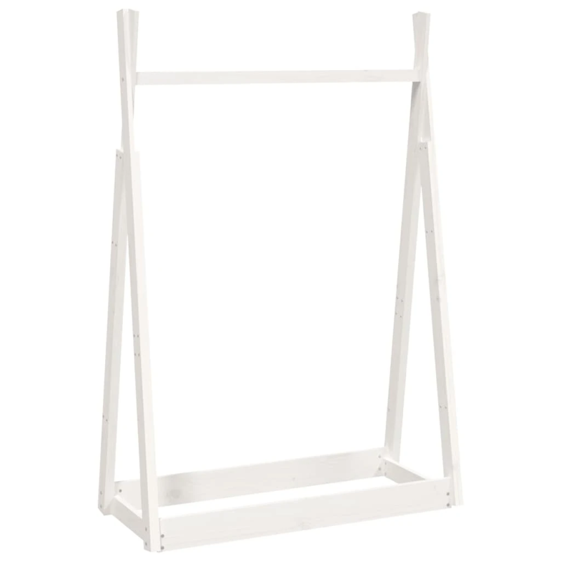 vidaXL drēbju pakaramais, balta, 100x45x150 cm, priedes masīvkoks