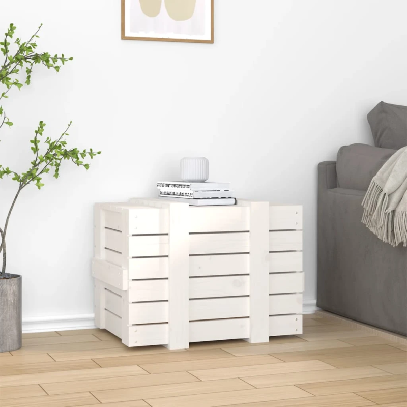 vidaXL uzglabāšanas kaste, balta, 58x40,5x42 cm, priedes masīvkoks