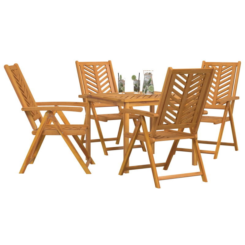 vidaXL Dārza ēdamgalds 5 pcs Brūna Cietā akācijas koks