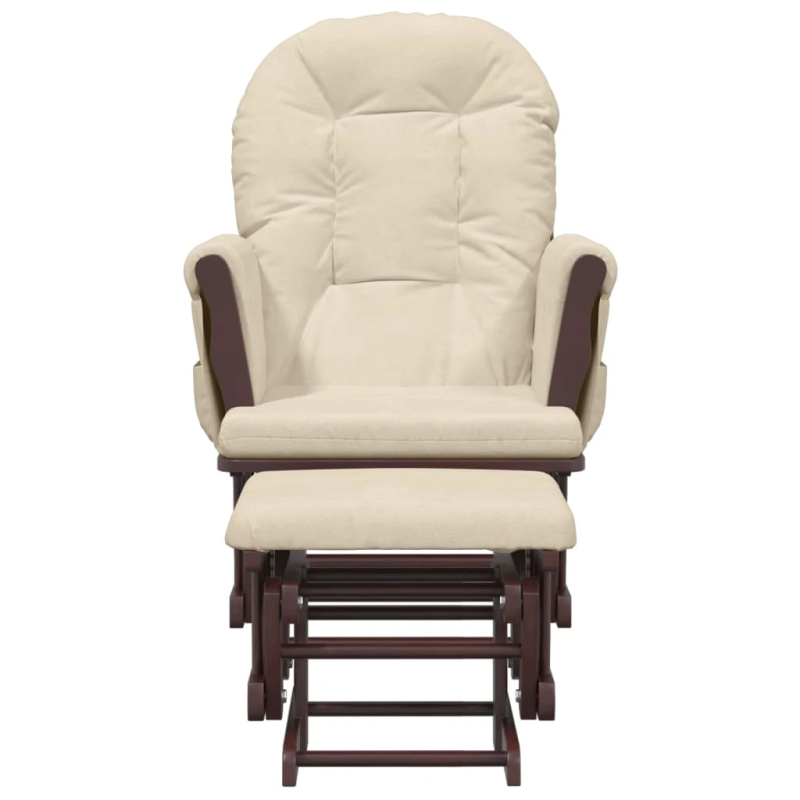 vidaXL šūpuļkrēsls ar kāju balstu, krēmbalts audums