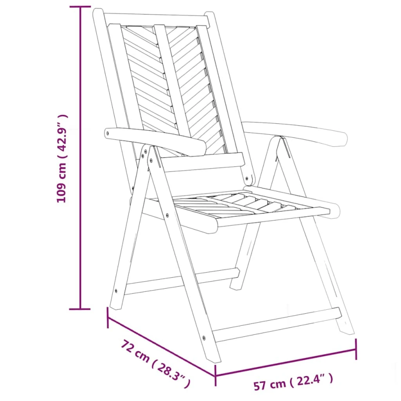 vidaXL atgāžami dārza krēsli, 2 gab., akācijas masīvkoks