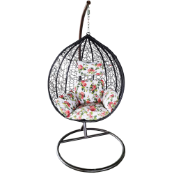 Šūpuļkrēsls ar spilvenu, 105cm melns