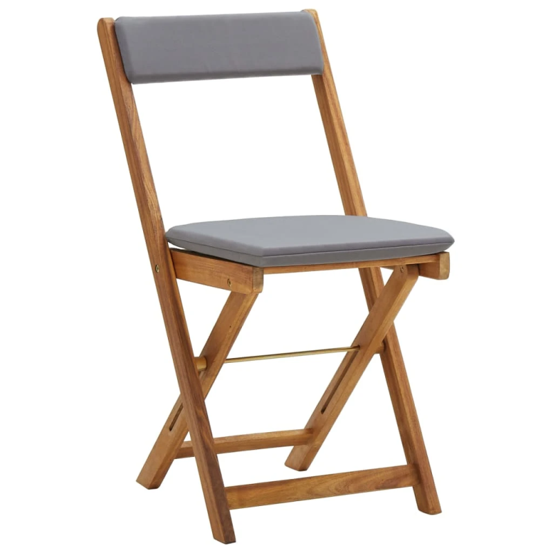 vidaXL 3-daļīgs bistro mēbeļu komplekts ar matračiem, akācijas koks