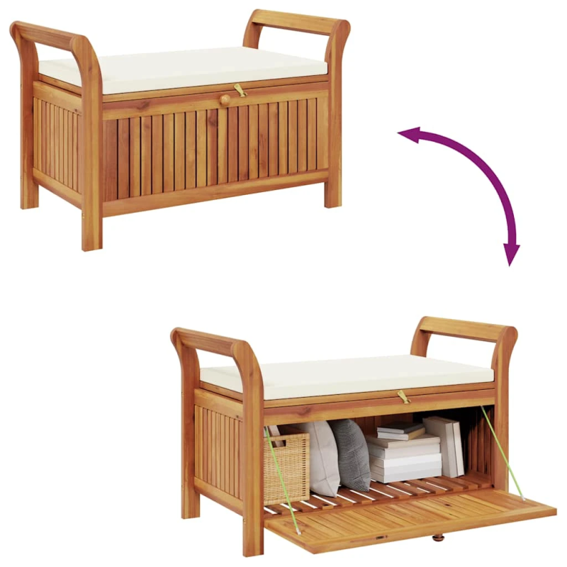 vidaXL sols ar glabāšanas nodalījumu, 91 cm, akācijas masīvkoks