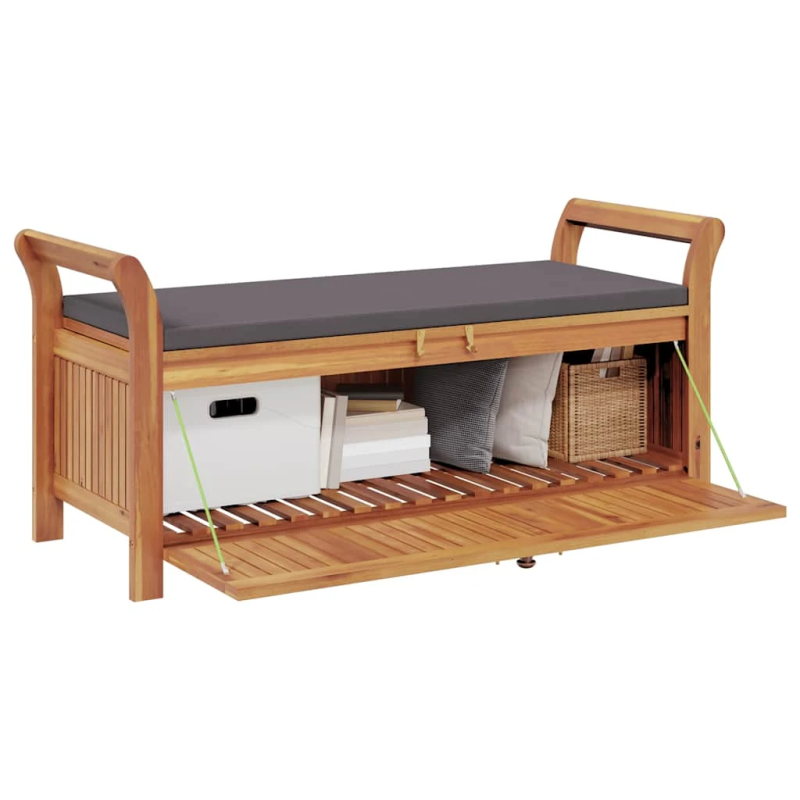 vidaXL sols ar glabāšanas nodalījumu, 126 cm, akācijas masīvkoks