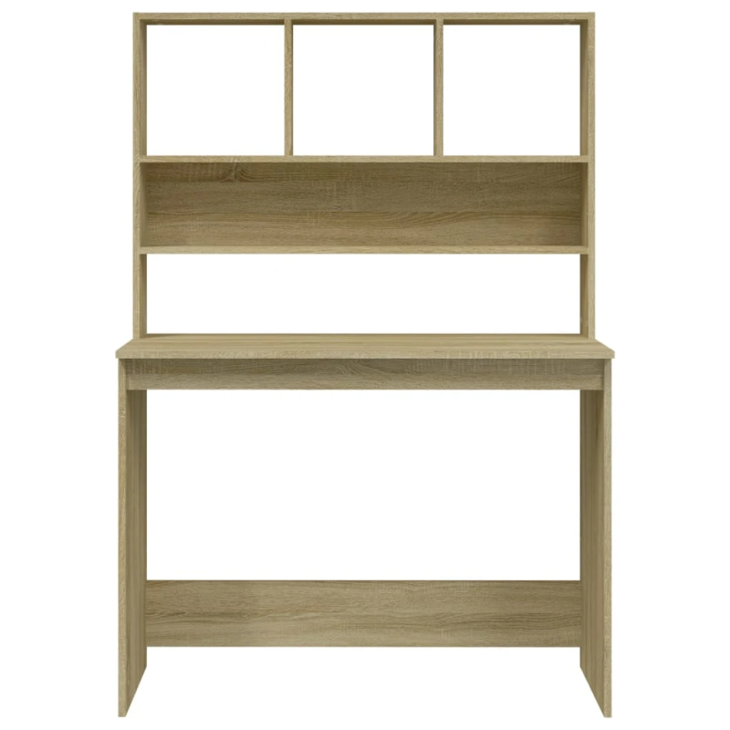 vidaXL rakstāmgalds ar plauktiem, ozolkoka krāsā, 102x45x148 cm