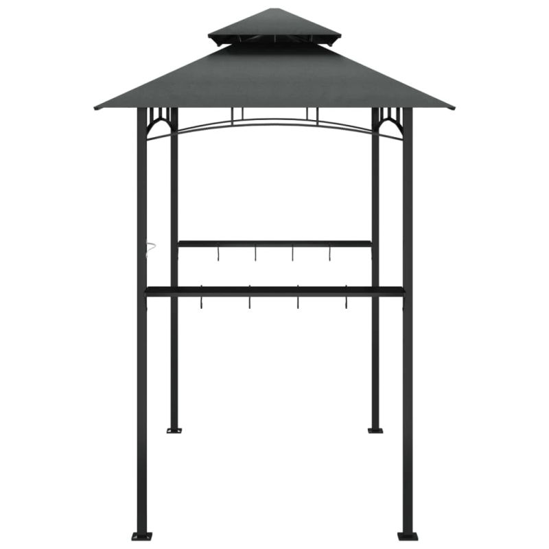 vidaXL grila nojume ar sānu plauktiem, 240x150x243 cm, tērauds, pelēka