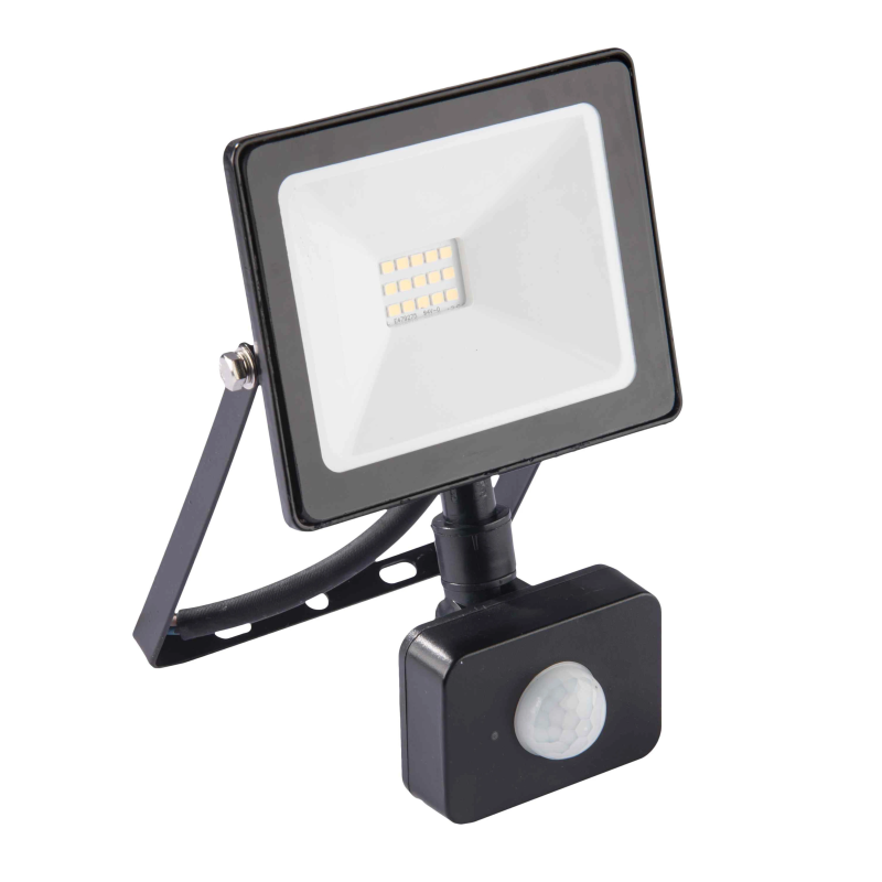 Prožektors LED 10W-IP44-4000k ar sensoru melns