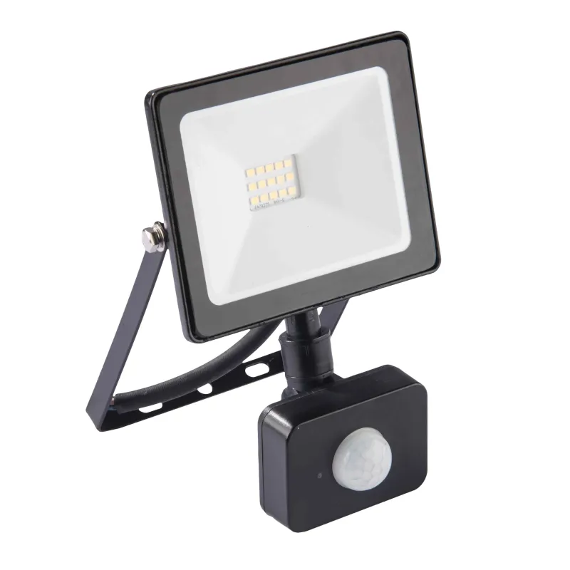 Prožektors LED 10W-IP44-4000k ar sensoru melns
