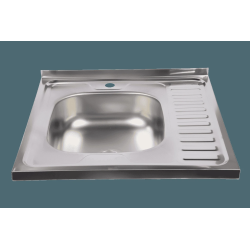 Virtuves izlietne 60x60cm uzl., kreisā, ar gofru