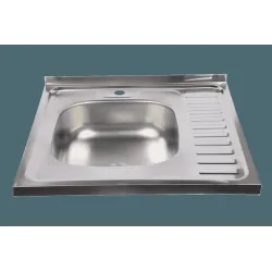 Virtuves izlietne 60x60cm uzl., kreisā, ar gofru