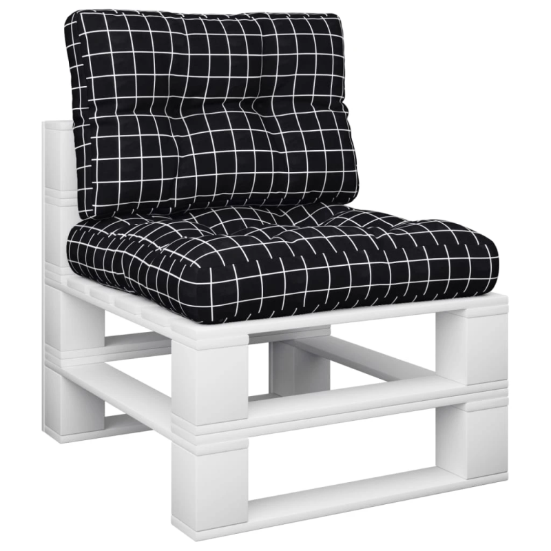 vidaXL palešu spilveni, 2 gab., audums ar melnu četrstūru rakstu